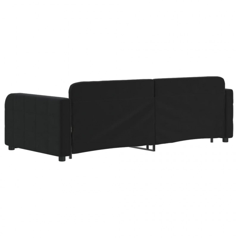Sofa rozsuwana, czarna, 90x200 cm, aksamit