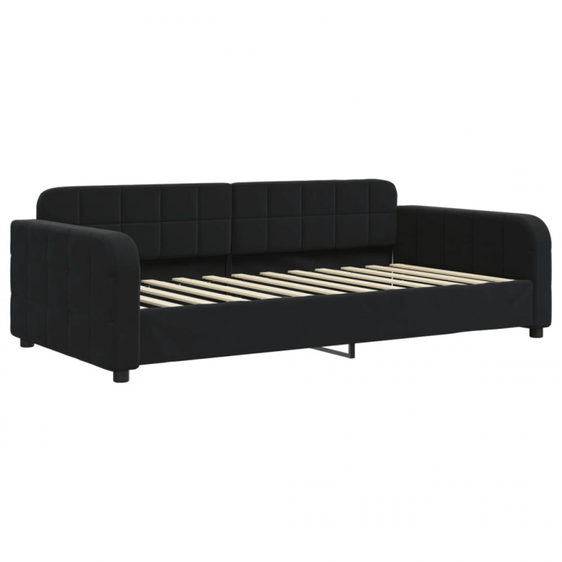 Sofa rozsuwana, czarna, 90x200 cm, aksamit