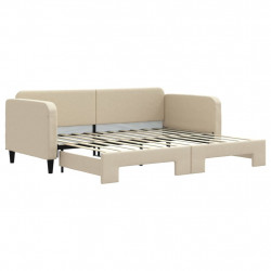 Sofa rozsuwana, kremowa, 90x200 cm, tkanina