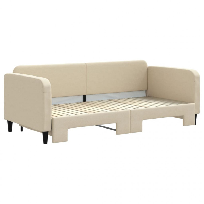 Sofa rozsuwana, kremowa, 90x200 cm, tkanina