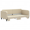 Sofa rozsuwana, kremowa, 90x200 cm, tkanina