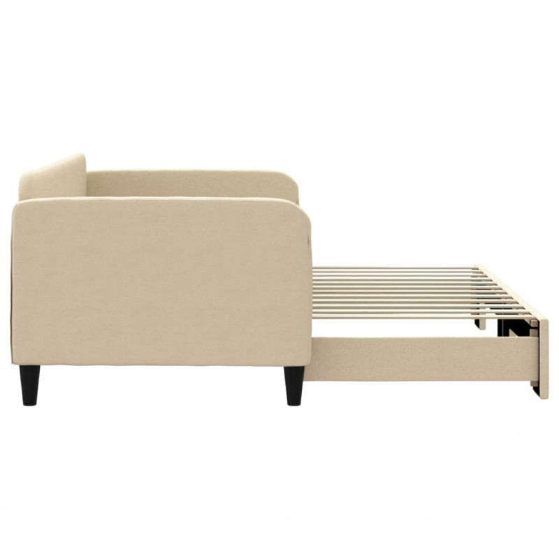 Sofa rozsuwana, kremowa, 90x200 cm, tkanina
