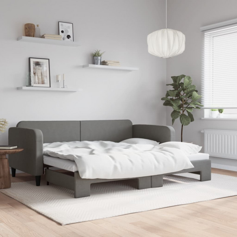Sofa rozsuwana, ciemnoszara, 90x200 cm, tkanina