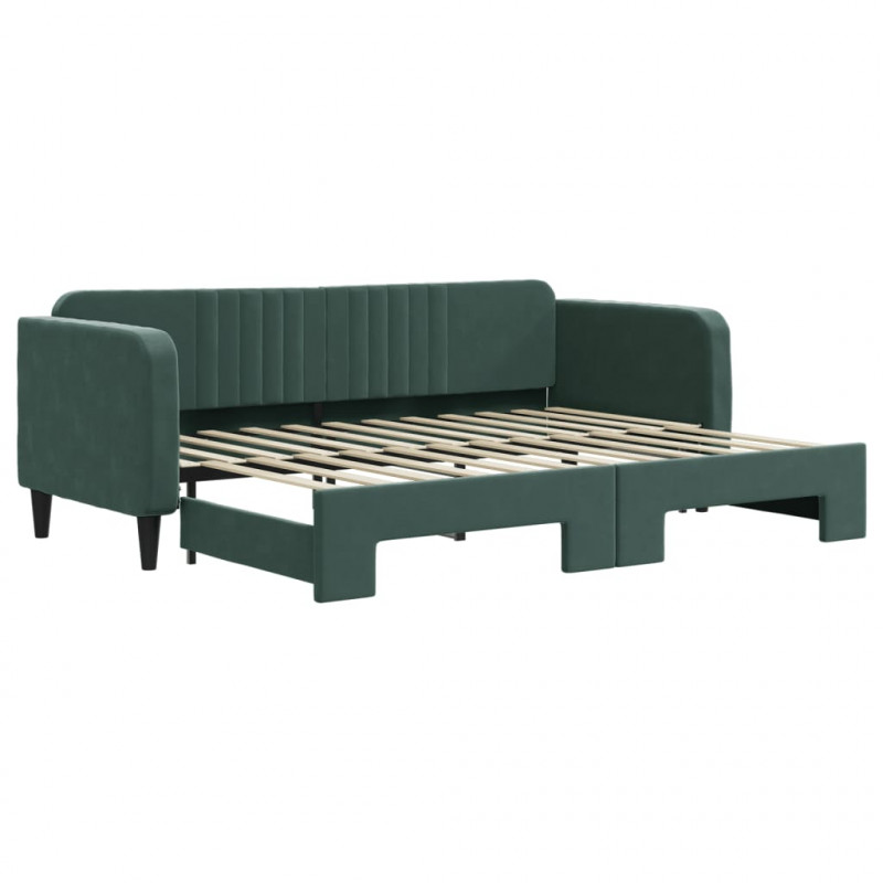 Sofa rozsuwana, ciemnozielona, 80x200 cm, aksamit