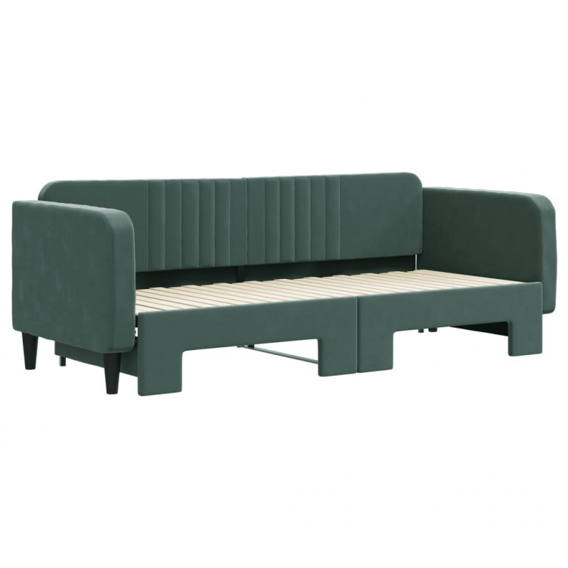 Sofa rozsuwana, ciemnozielona, 80x200 cm, aksamit