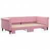 Sofa rozsuwana, różowa, 90x200 cm, aksamit