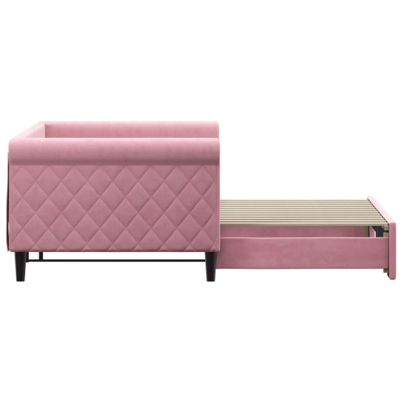 Sofa rozsuwana, różowa, 90x200 cm, aksamit