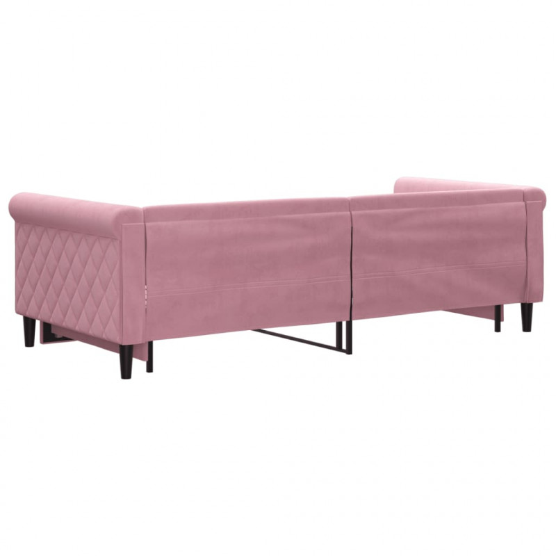 Sofa rozsuwana, różowa, 90x200 cm, aksamit