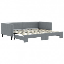 Sofa rozsuwana, jasnoszara, 90x200 cm, tkanina