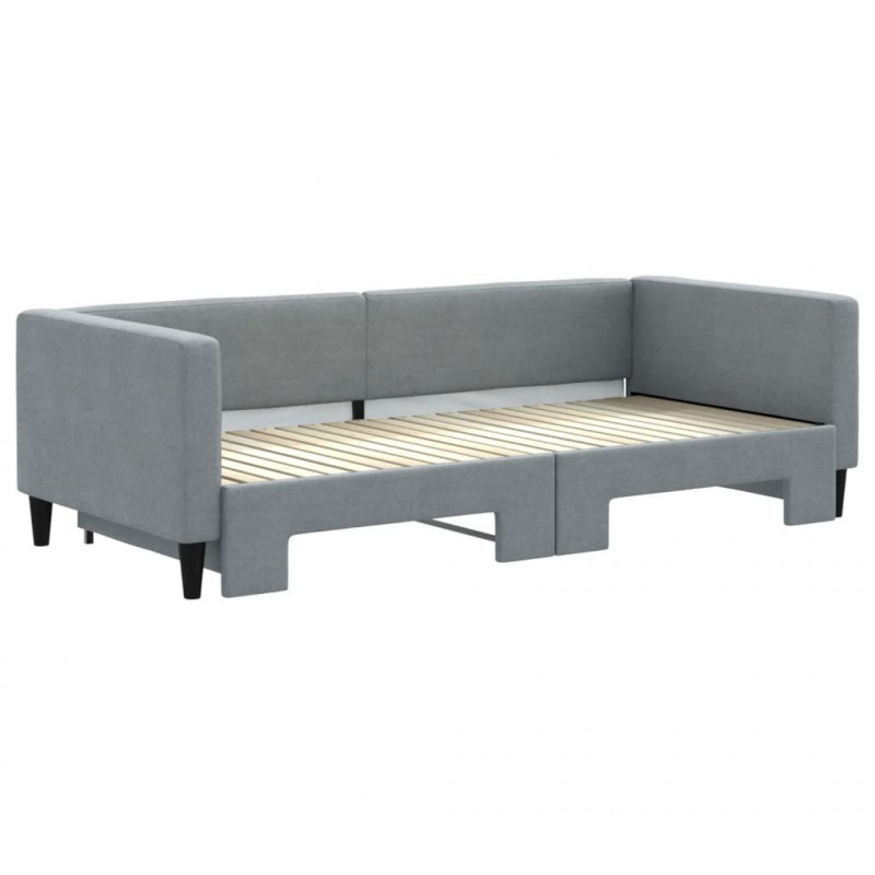 Sofa rozsuwana, jasnoszara, 90x200 cm, tkanina