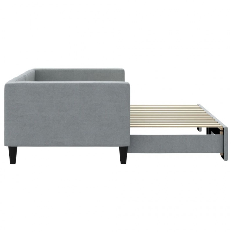Sofa rozsuwana, jasnoszara, 90x200 cm, tkanina