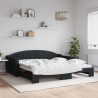 Sofa rozsuwana, czarna, 100x200 cm, tkanina