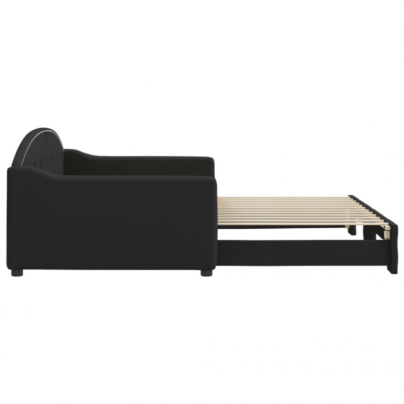 Sofa rozsuwana, czarna, 100x200 cm, tkanina