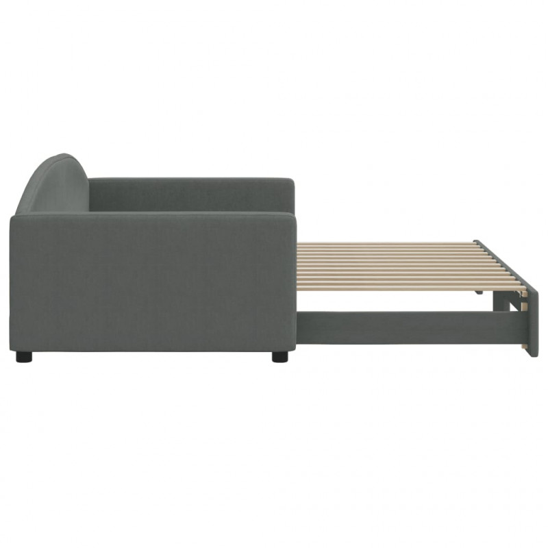 Sofa rozsuwana, ciemnoszara, 100x200 cm, tkanina
