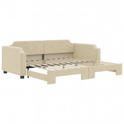 Sofa rozsuwana, kremowa, 90x200 cm, tkanina