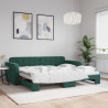 Sofa rozsuwana, ciemnozielona, 90x200 cm, aksamit