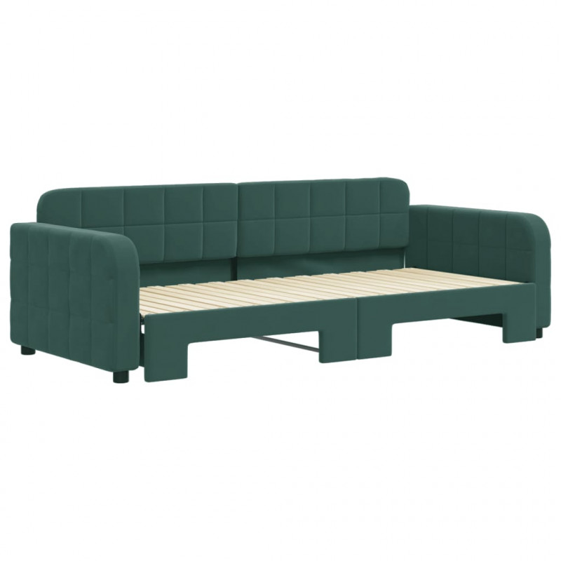 Sofa rozsuwana, ciemnozielona, 90x200 cm, aksamit