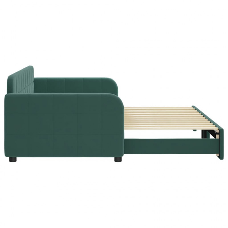 Sofa rozsuwana, ciemnozielona, 90x200 cm, aksamit