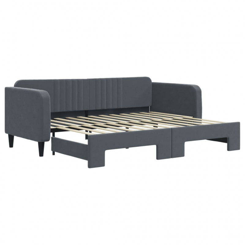 Sofa rozsuwana, ciemnoszara, 90x200 cm, aksamit