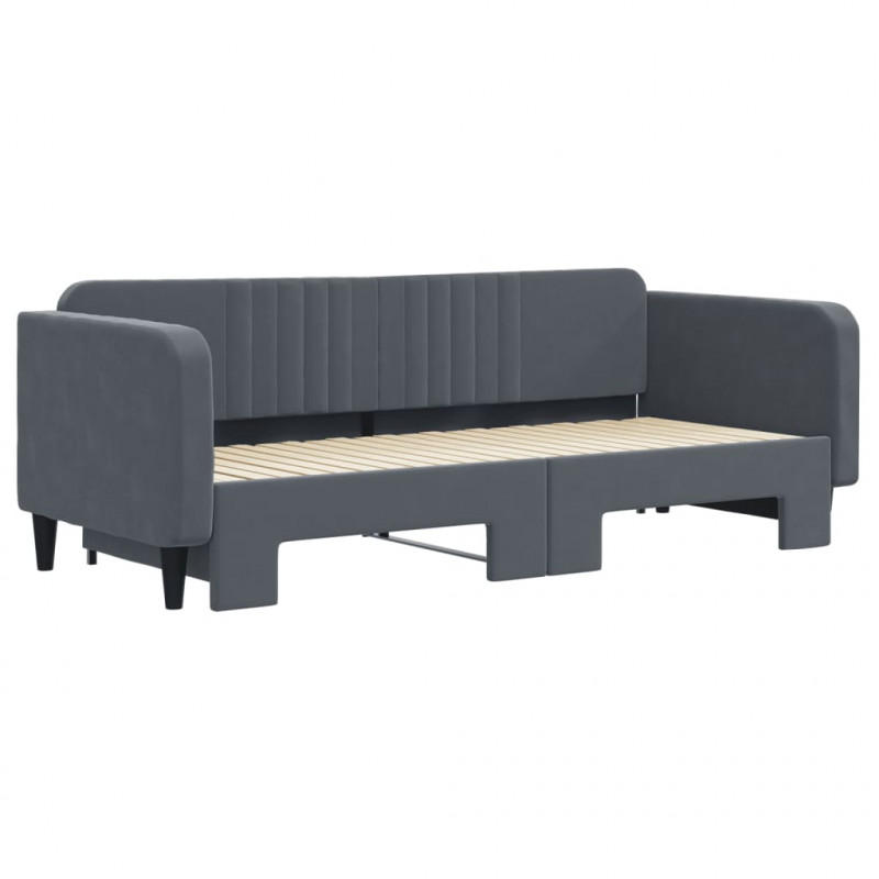 Sofa rozsuwana, ciemnoszara, 90x200 cm, aksamit