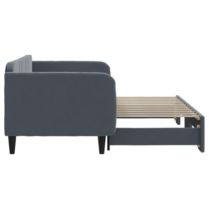Sofa rozsuwana, ciemnoszara, 90x200 cm, aksamit