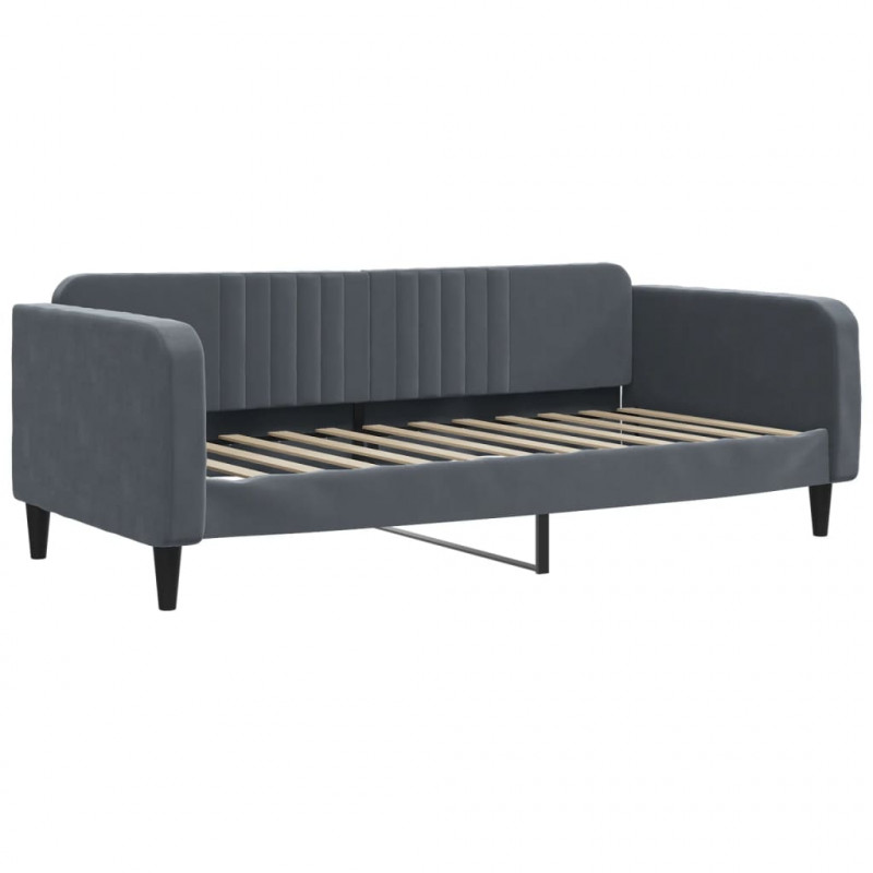 Sofa rozsuwana, ciemnoszara, 90x200 cm, aksamit