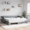 Sofa rozsuwana, jasnoszara, 90x200 cm, tkanina