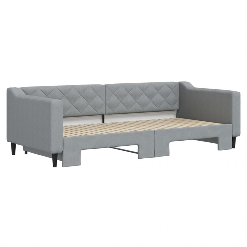 Sofa rozsuwana, jasnoszara, 90x200 cm, tkanina