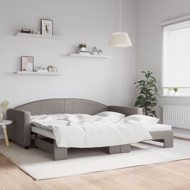 Sofa rozsuwana, kolor taupe, 100x200 cm, tkanina