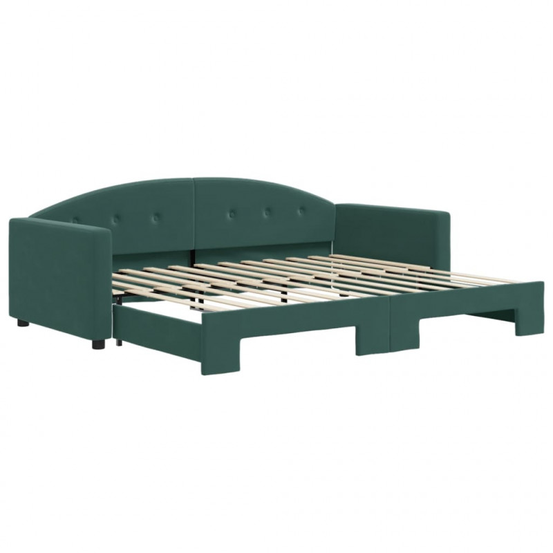 Sofa rozsuwana, ciemnozielona, 90x200 cm, aksamit