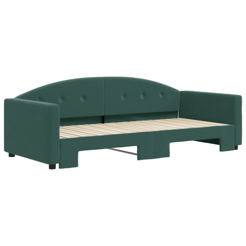 Sofa rozsuwana, ciemnozielona, 90x200 cm, aksamit