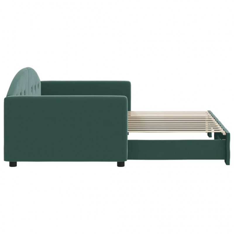 Sofa rozsuwana, ciemnozielona, 90x200 cm, aksamit