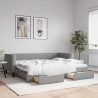 Sofa rozsuwana z szufladami, jasnoszara, 80x200 cm, tkanina