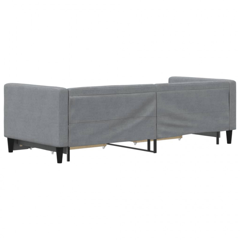 Sofa rozsuwana z szufladami, jasnoszara, 80x200 cm, tkanina