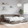 Sofa rozsuwana z szufladami, taupe, 100x200 cm, tkanina