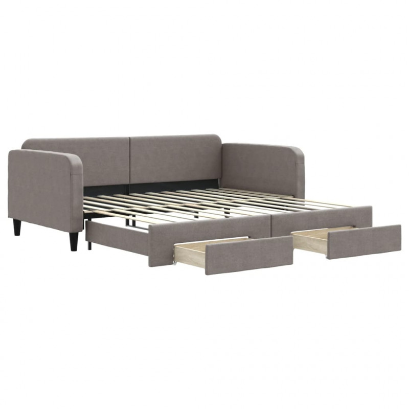 Sofa rozsuwana z szufladami, taupe, 100x200 cm, tkanina