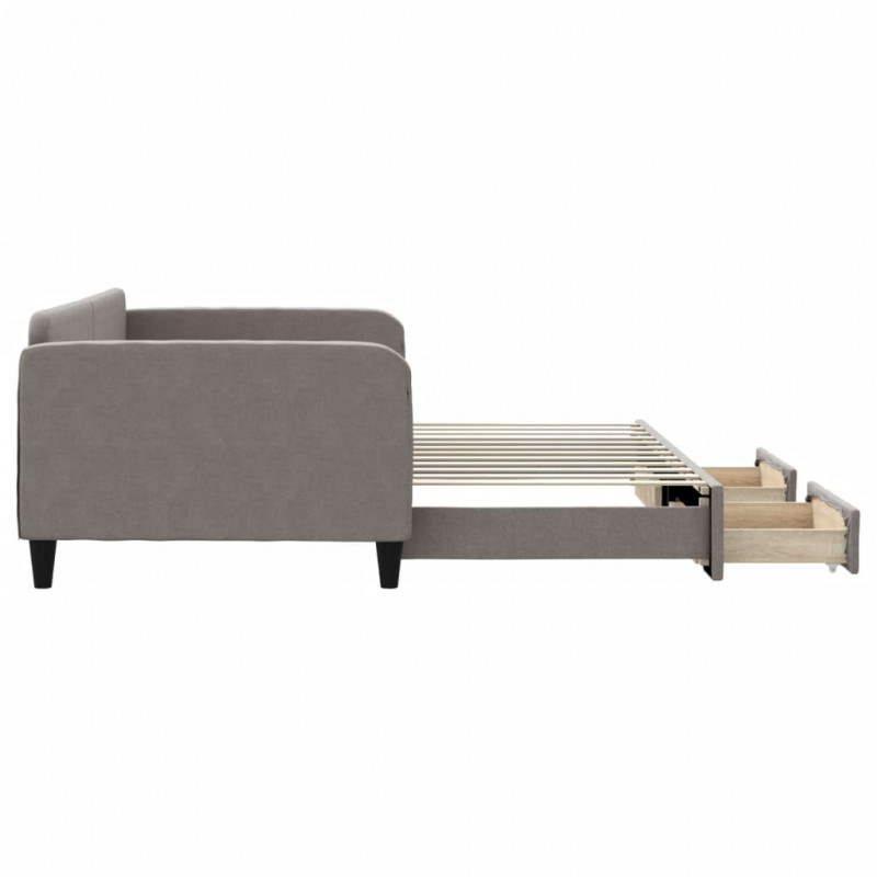 Sofa rozsuwana z szufladami, taupe, 100x200 cm, tkanina