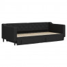 Sofa rozsuwana z szufladami, czarna, 90x200 cm, tkanina