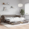 Sofa rozsuwana z szufladami, taupe, 90x200 cm, tkanina