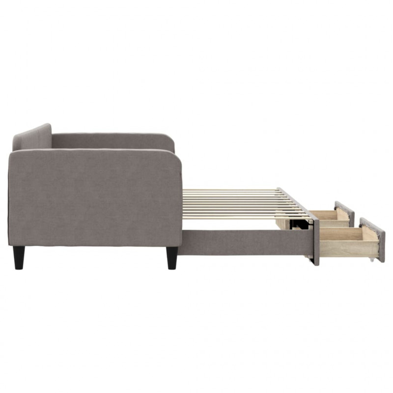 Sofa rozsuwana z szufladami, taupe, 90x200 cm, tkanina