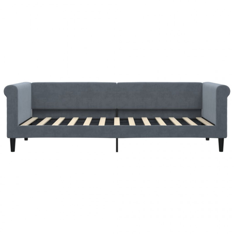 Sofa rozsuwana z szufladami, ciemnoszara, 80x200 cm, aksamit