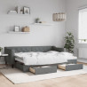 Sofa rozsuwana z szufladami, ciemnoszara, 80x200 cm, tkanina