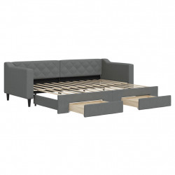 Sofa rozsuwana z szufladami, ciemnoszara, 80x200 cm, tkanina