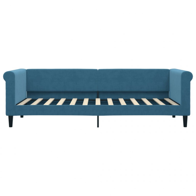 Sofa rozsuwana z szufladami, niebieska, 80x200 cm, aksamit