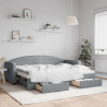 Sofa rozsuwana z szufladami, jasnoszara, 80x200 cm, tkanina
