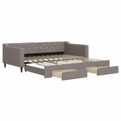 Sofa rozsuwana z szufladami, taupe, 100x200 cm, tkanina