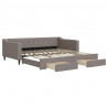 Sofa rozsuwana z szufladami, taupe, 100x200 cm, tkanina