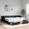 Sofa rozsuwana z szufladami, czarna, 90x200 cm, tkanina