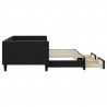 Sofa rozsuwana z szufladami, czarna, 90x200 cm, tkanina
