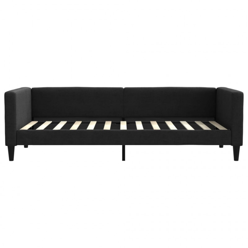 Sofa rozsuwana z szufladami, czarna, 90x200 cm, tkanina